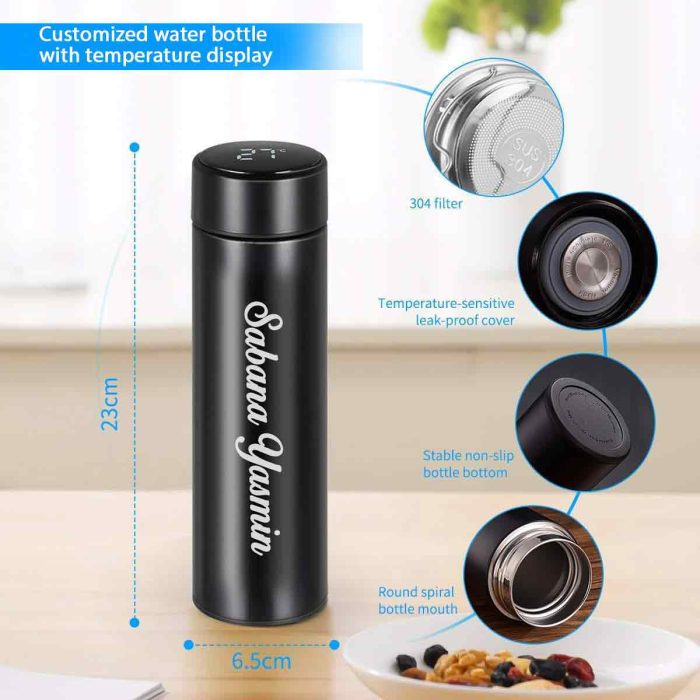 Customized Temperature Display Stainless Insulated Water Bottle – Personalized with Name or Logo