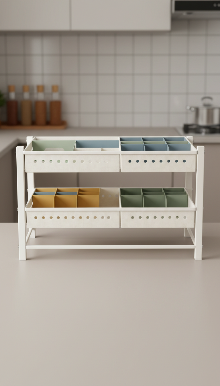 Adjustable Under-Sink Storage Rack With Slide-Out Baskets